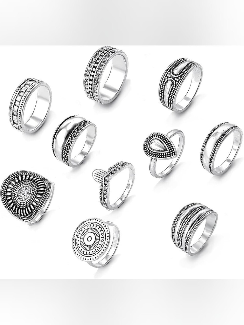 Stackable Rings Vintage Silver Rings Set - Picture 2 of 8